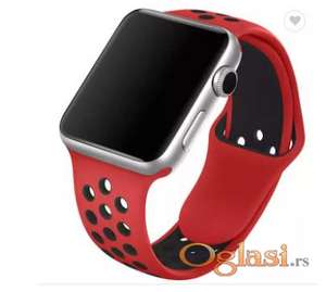 Crvena silikonska narukvica sa rupicama Apple watch 38/45